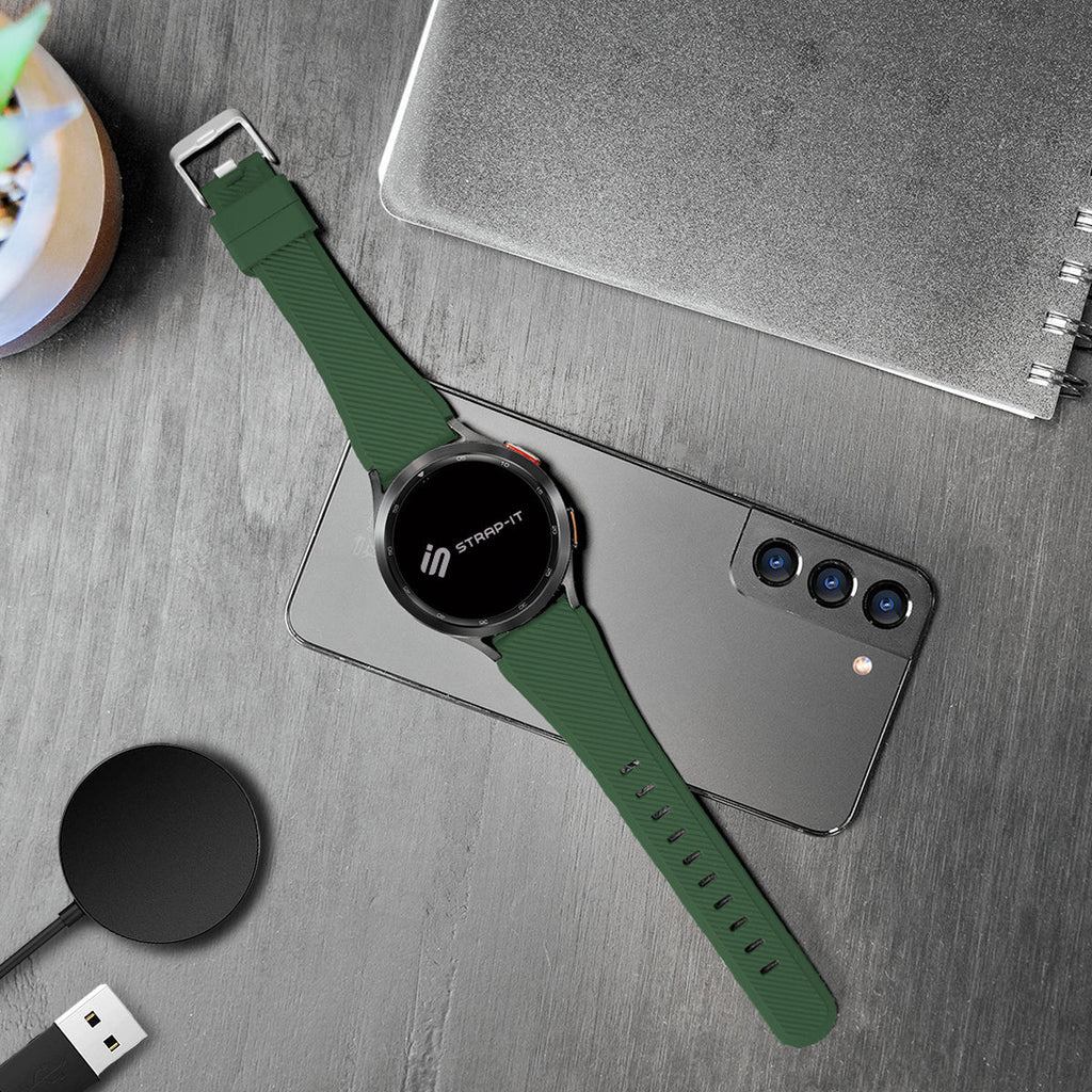 Samsung Galaxy Watch 46 mm silikoniranneke armeijanvihreä