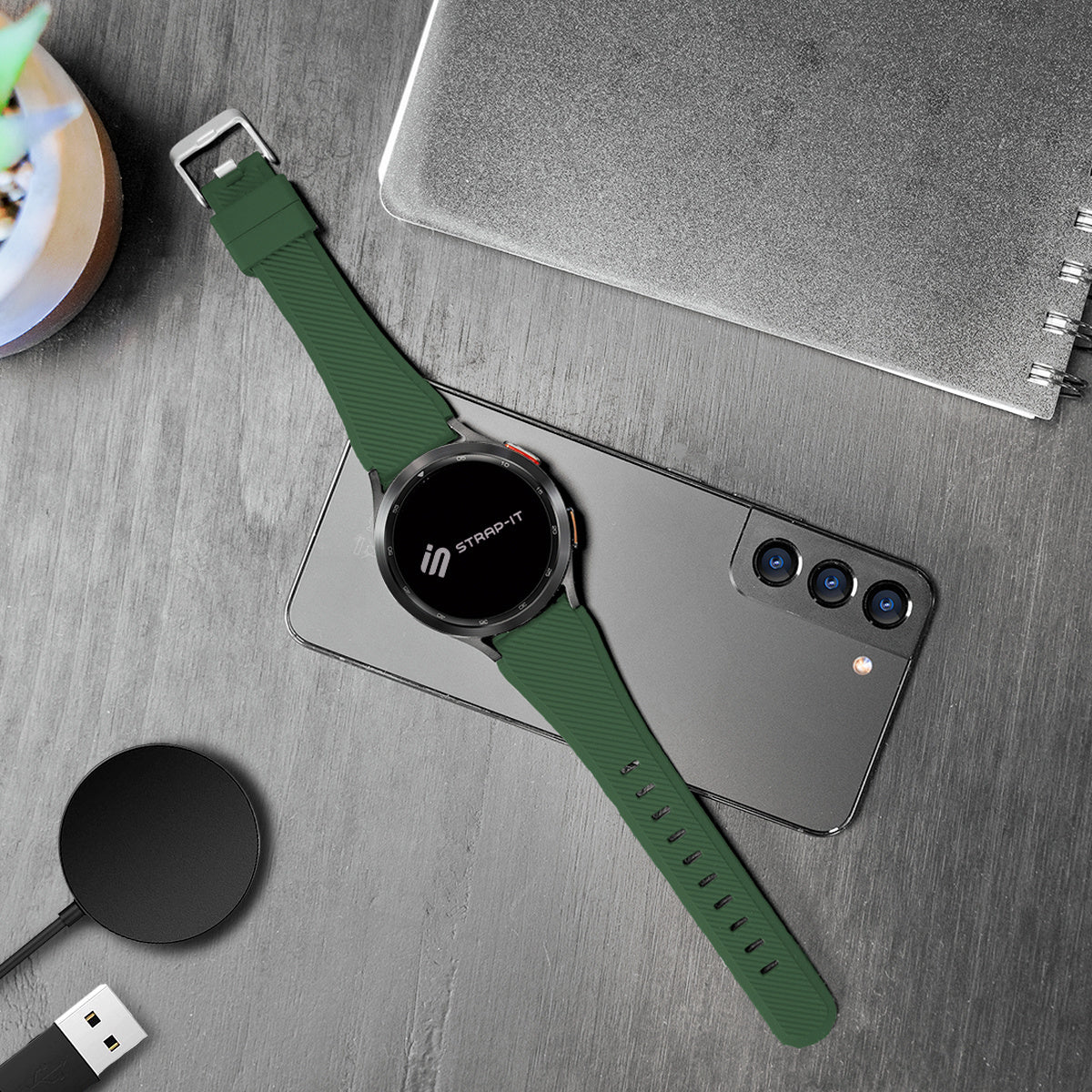 Samsung Galaxy Watch 46mm Pulseira de Silicone Verde Exército