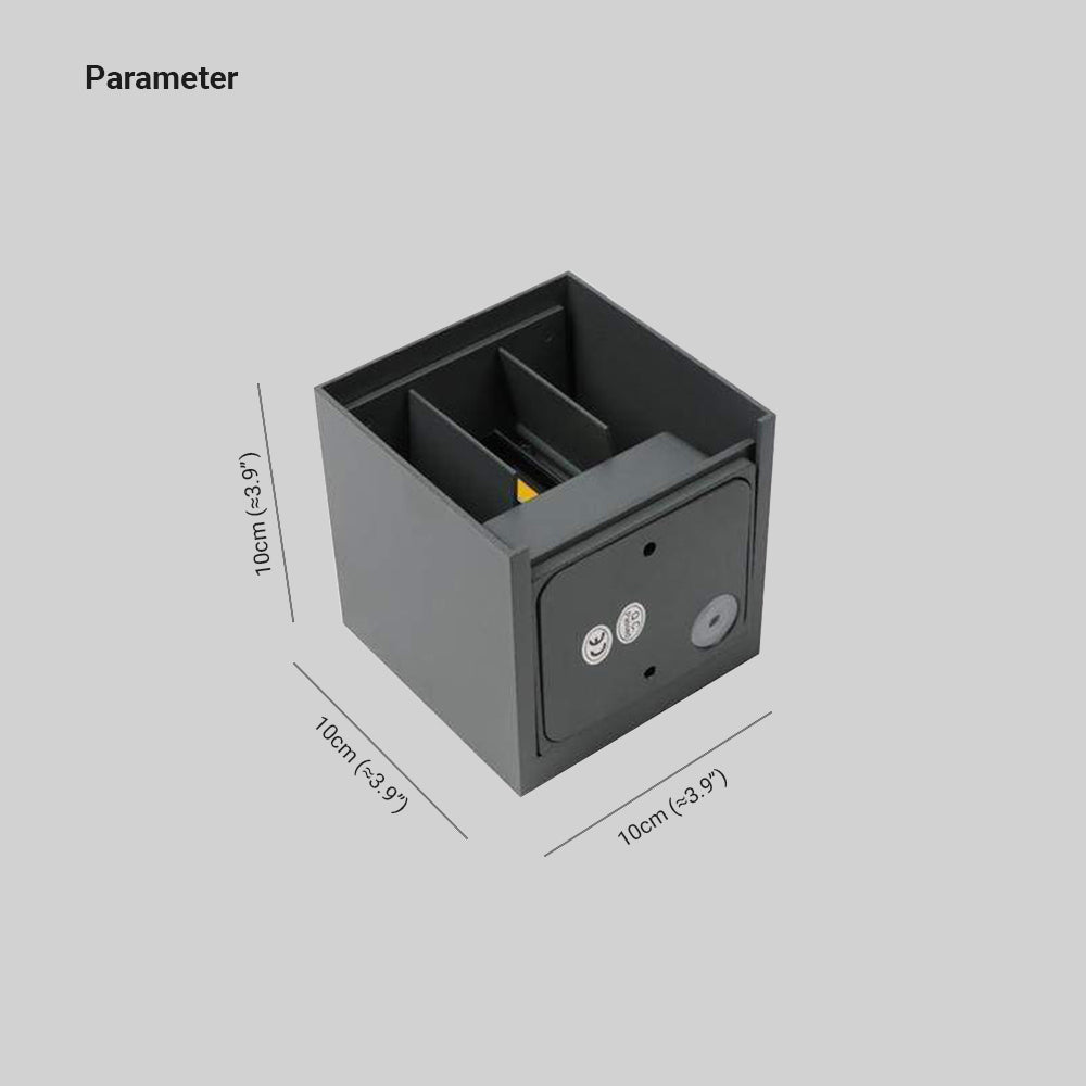 Lampă de perete pătrată pentru exterior, cu iluminare în sus și în jos, design modern, neagră, LED, pentru grădină | Ormexis