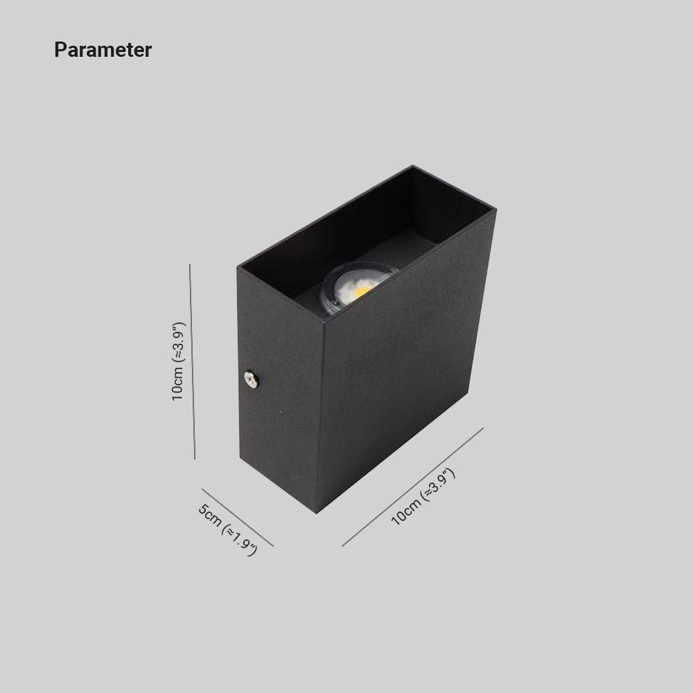 Lampă de perete pătrată pentru exterior, cu iluminare în sus și în jos, design modern, neagră, LED, pentru grădină | Ormexis