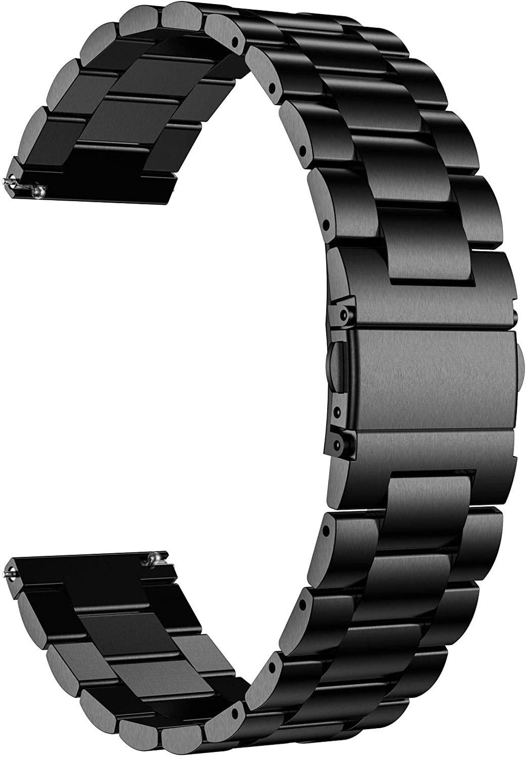 Cinturino per orologio nero da 22mm in acciaio inox con sgancio rapido