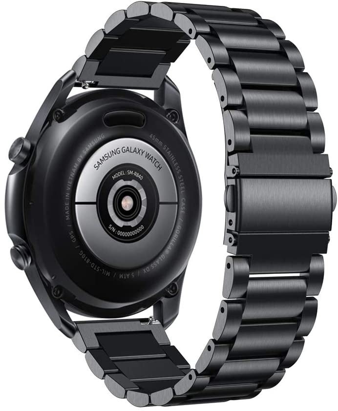 Cinturino per orologio nero da 22mm in acciaio inox con sgancio rapido