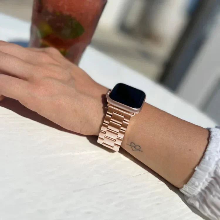 Rose Gold Stainless Steel Strap For Apple Watch, Elegant Style