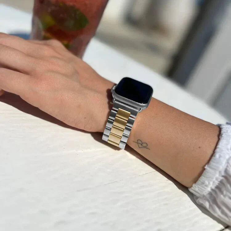 Cinturino Apple Watch in acciaio inossidabile argento e oro per Apple Watch