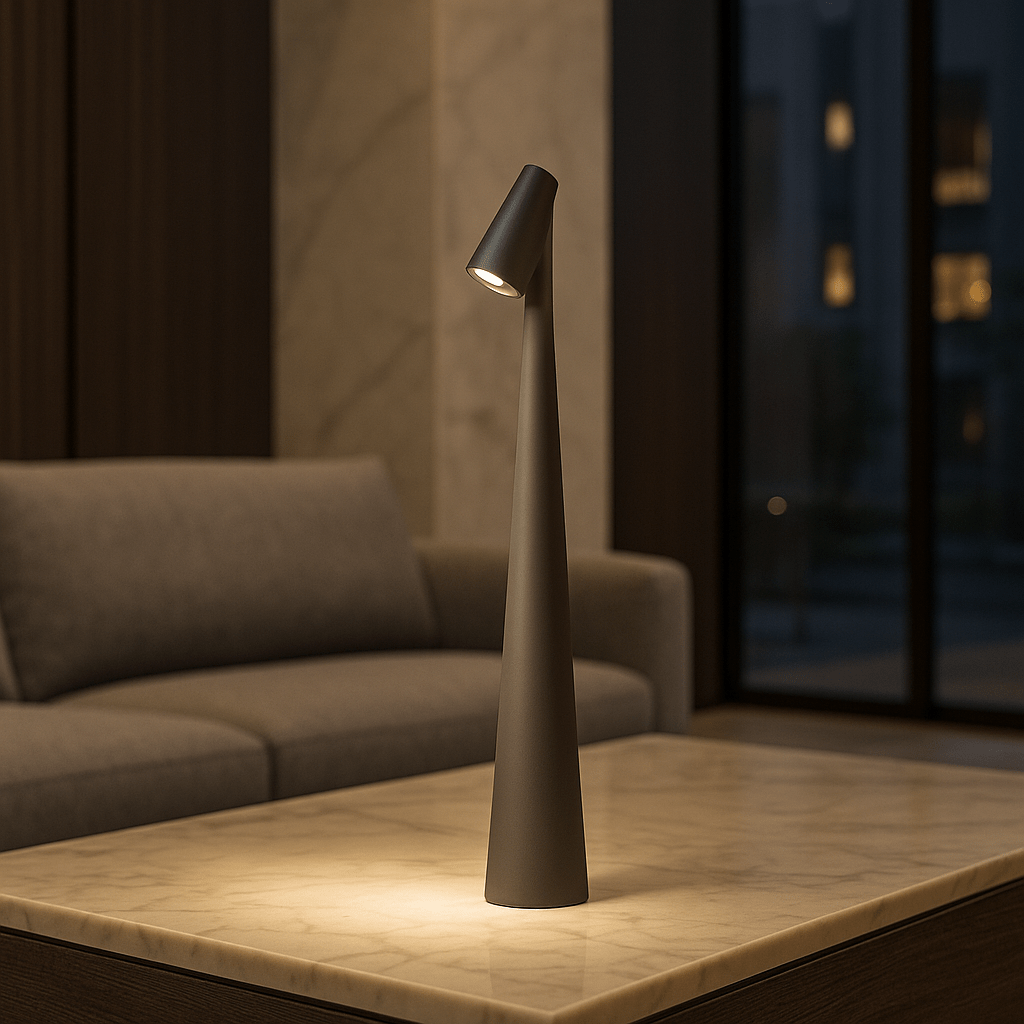 Lampada da tavolo ricaricabile NovaGlow con design contemporaneo e batteria a lunga durata