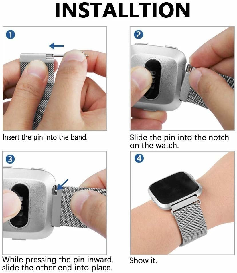 Milanesisk Rem i Sort til Fitbit Versa og Versa 2