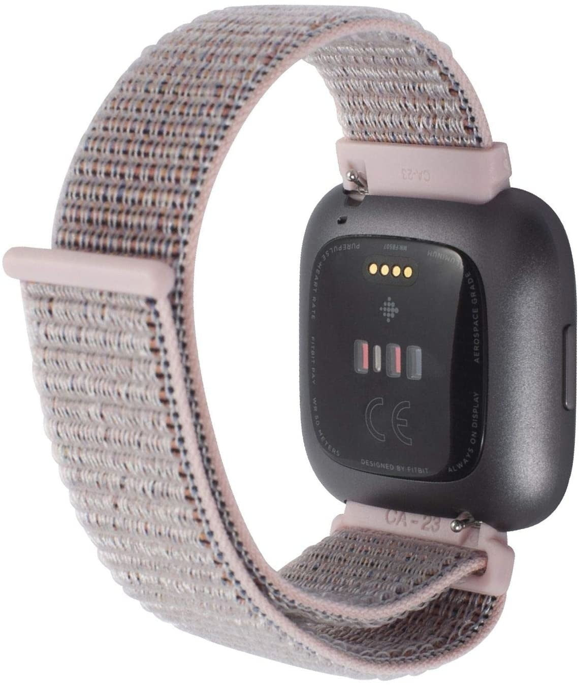 Elegantní růžový nylonový řemínek na zápěstí pro hodinky Fitbit Versa 2