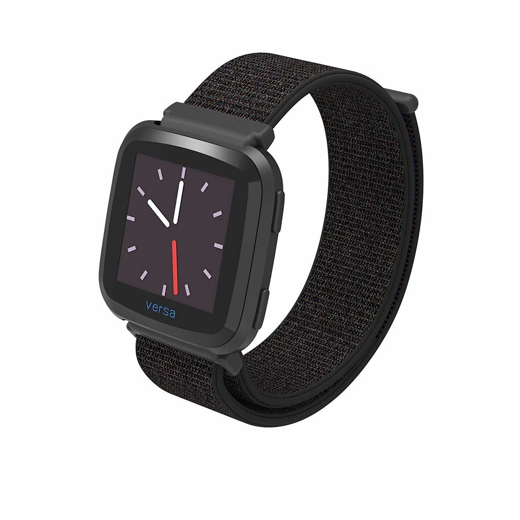 Cinturino in nylon nero per smartwatch Fitbit Versa e Versa 2