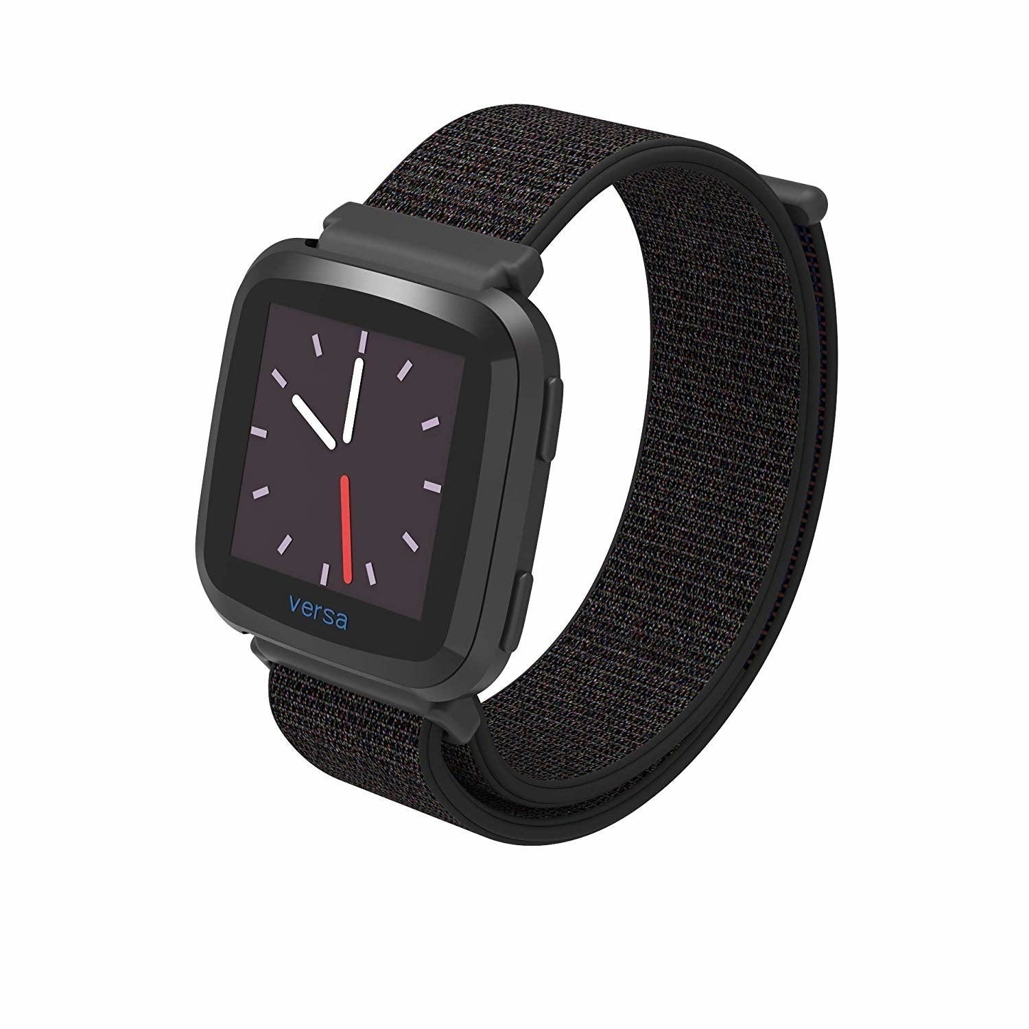 Cinturino in nylon nero per smartwatch Fitbit Versa e Versa 2
