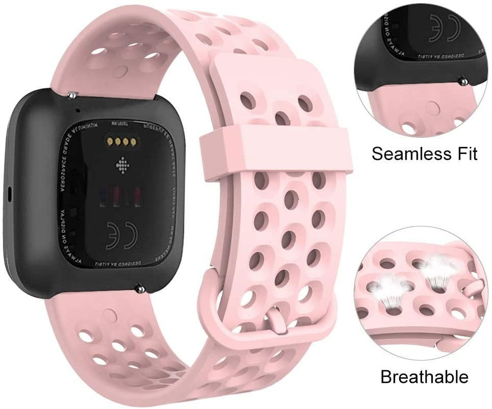 Fitbit Versa Armband, passend für Versa 2, aus atmungsaktivem pinkfarbenem Silikon
