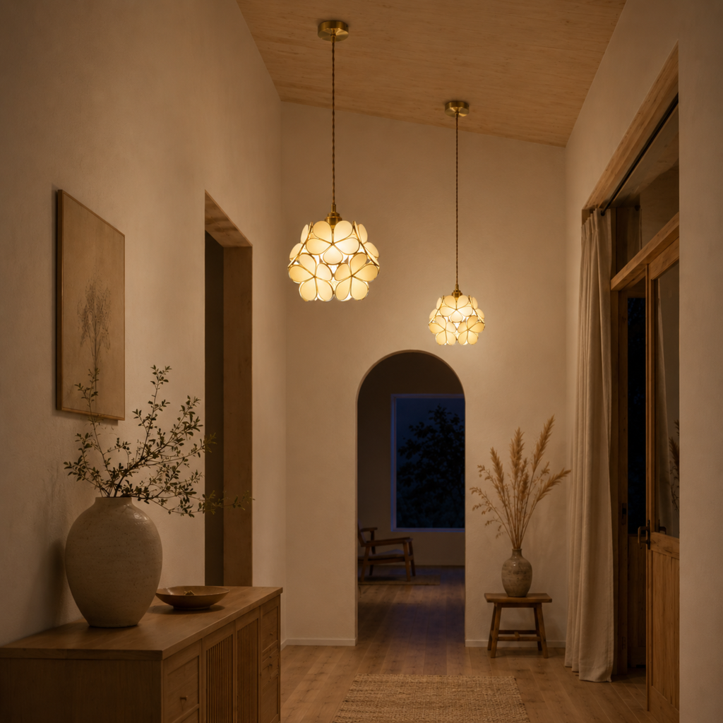 Vintage Flower Petal Tinted Glass Pendant Light | Ormexis