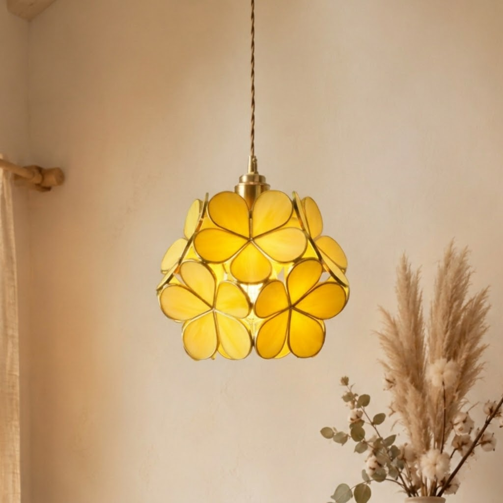 Vintage Flower Petal Tinted Glass Pendant Light | Ormexis