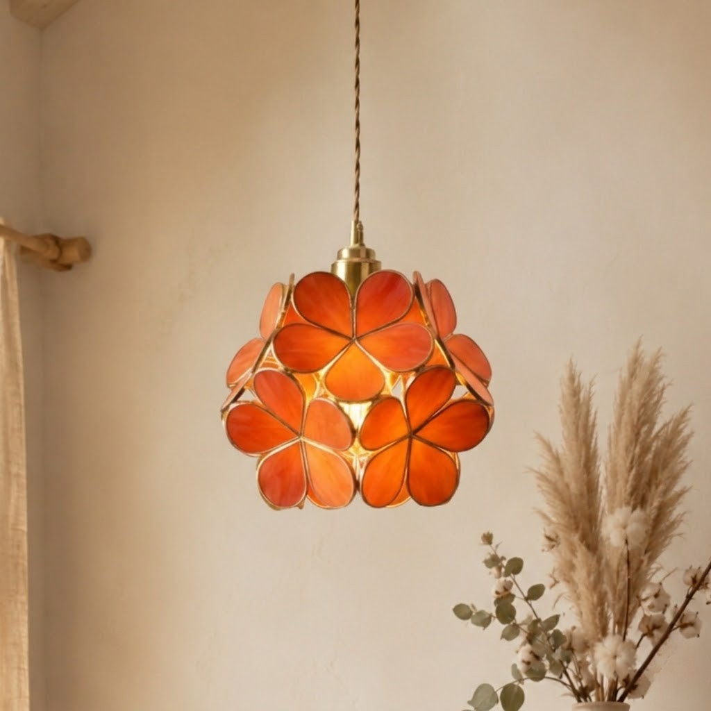 Vintage Flower Petal Tinted Glass Pendant Light | Ormexis