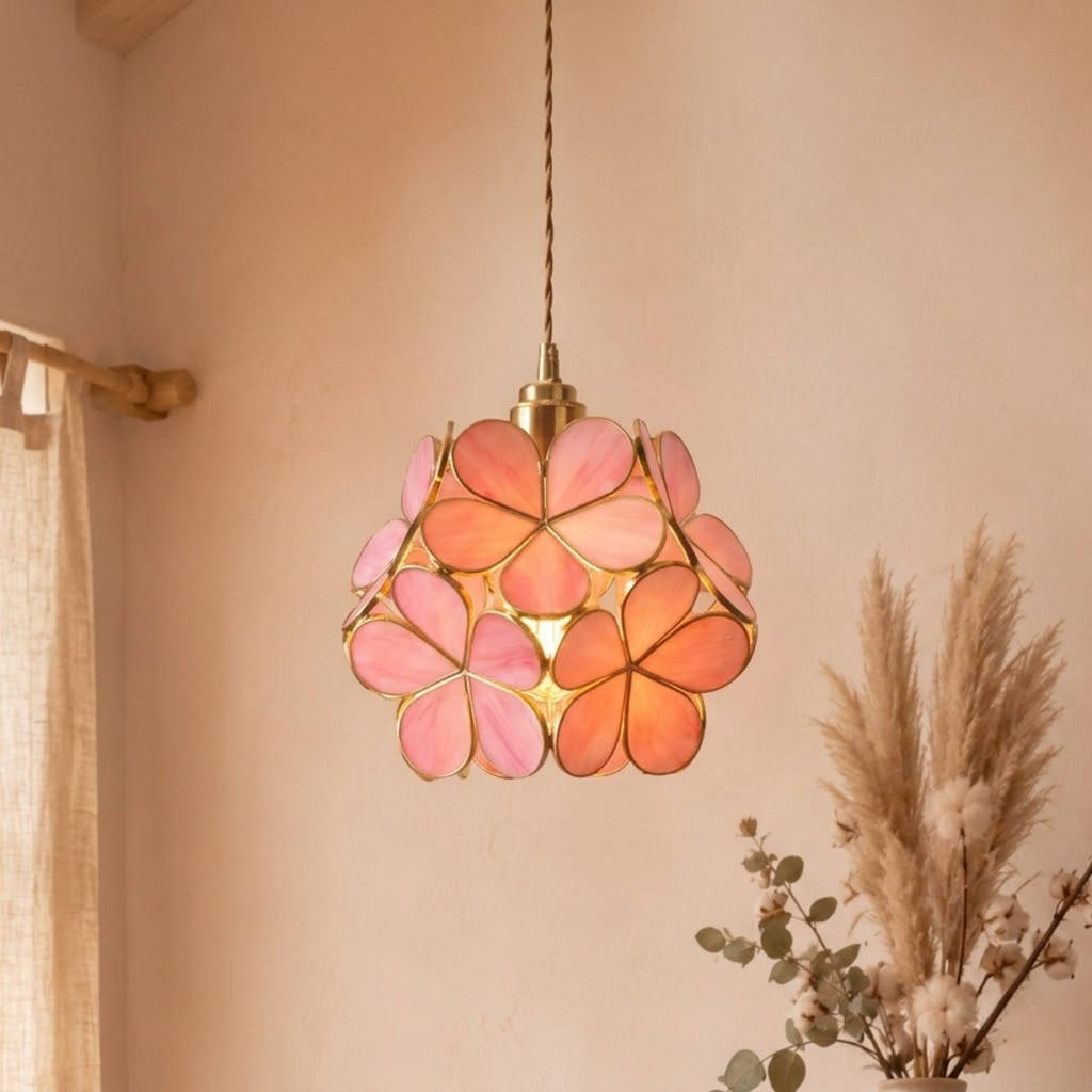 Vintage Flower Petal Tinted Glass Pendant Light | Ormexis