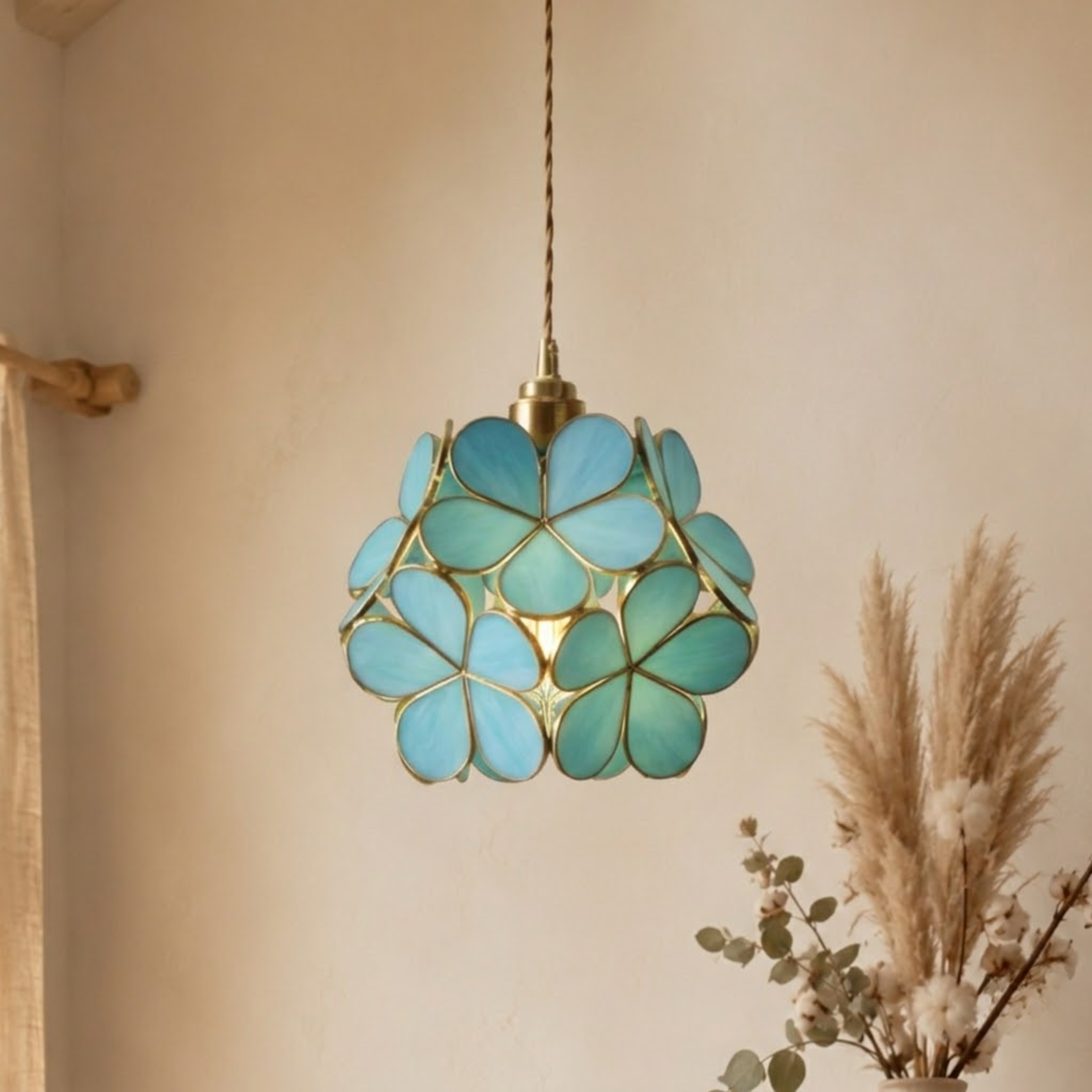 Vintage Flower Petal Tinted Glass Pendant Light | Ormexis