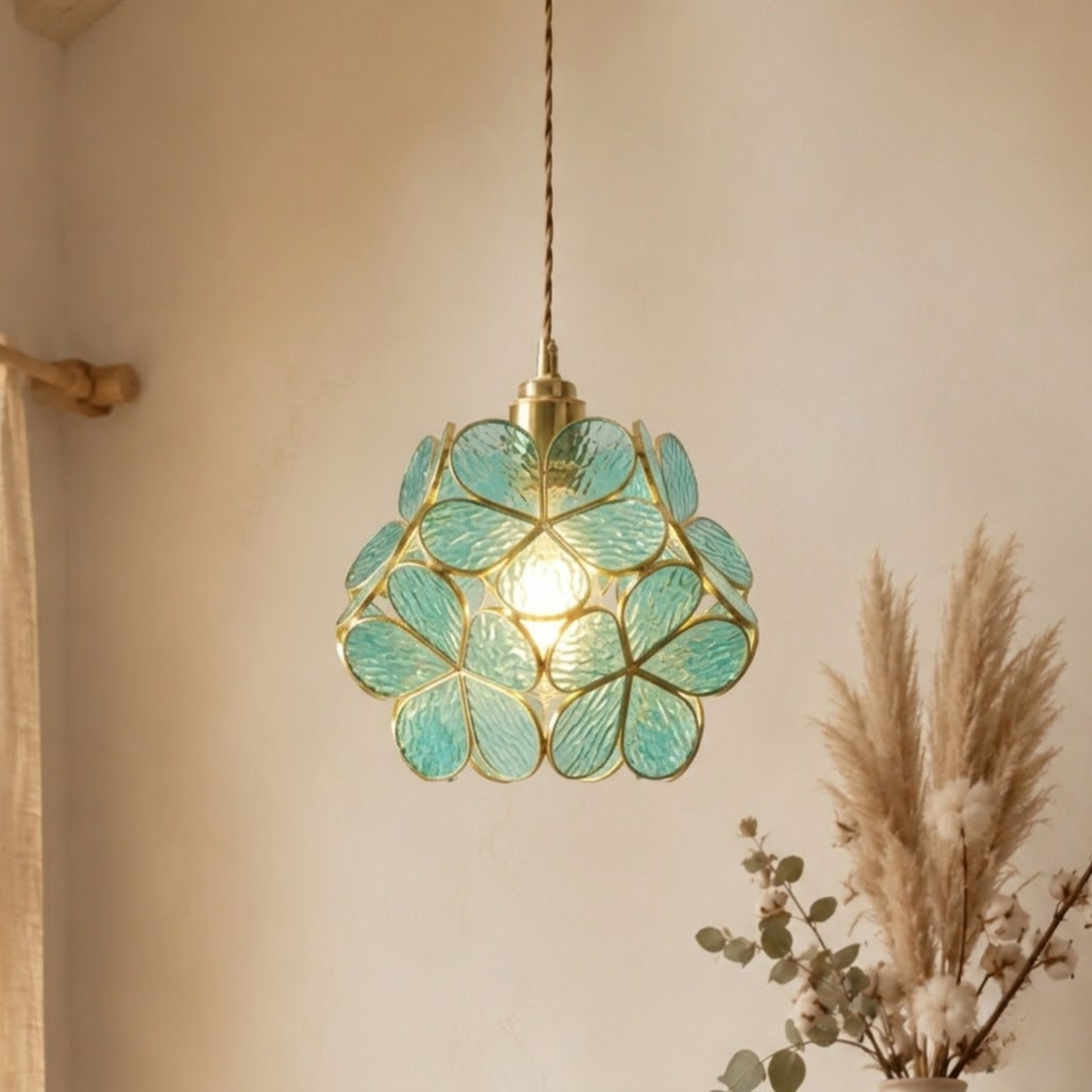 Vintage Flower Petal Tinted Glass Pendant Light | Ormexis