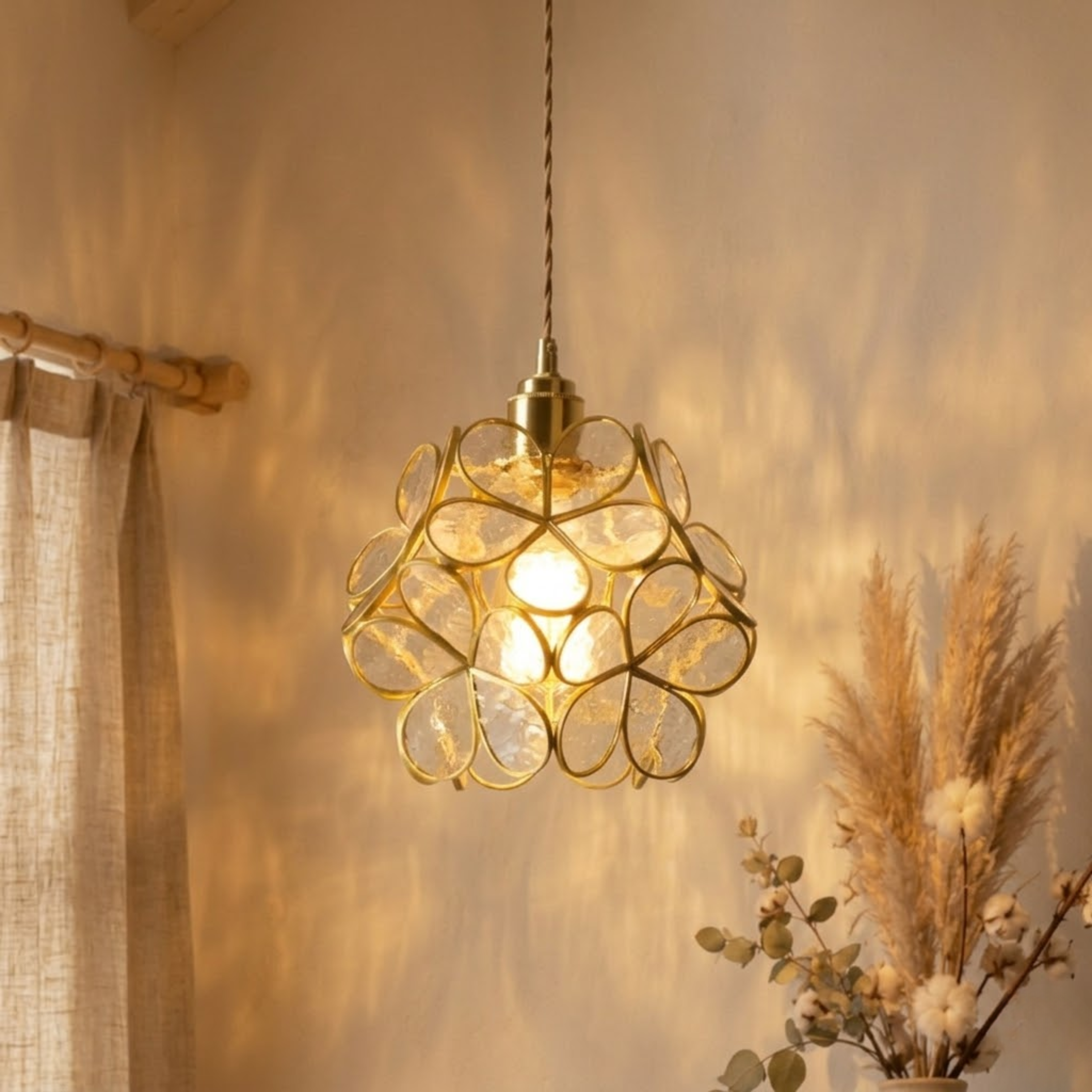 Vintage Flower Petal Tinted Glass Pendant Light | Ormexis