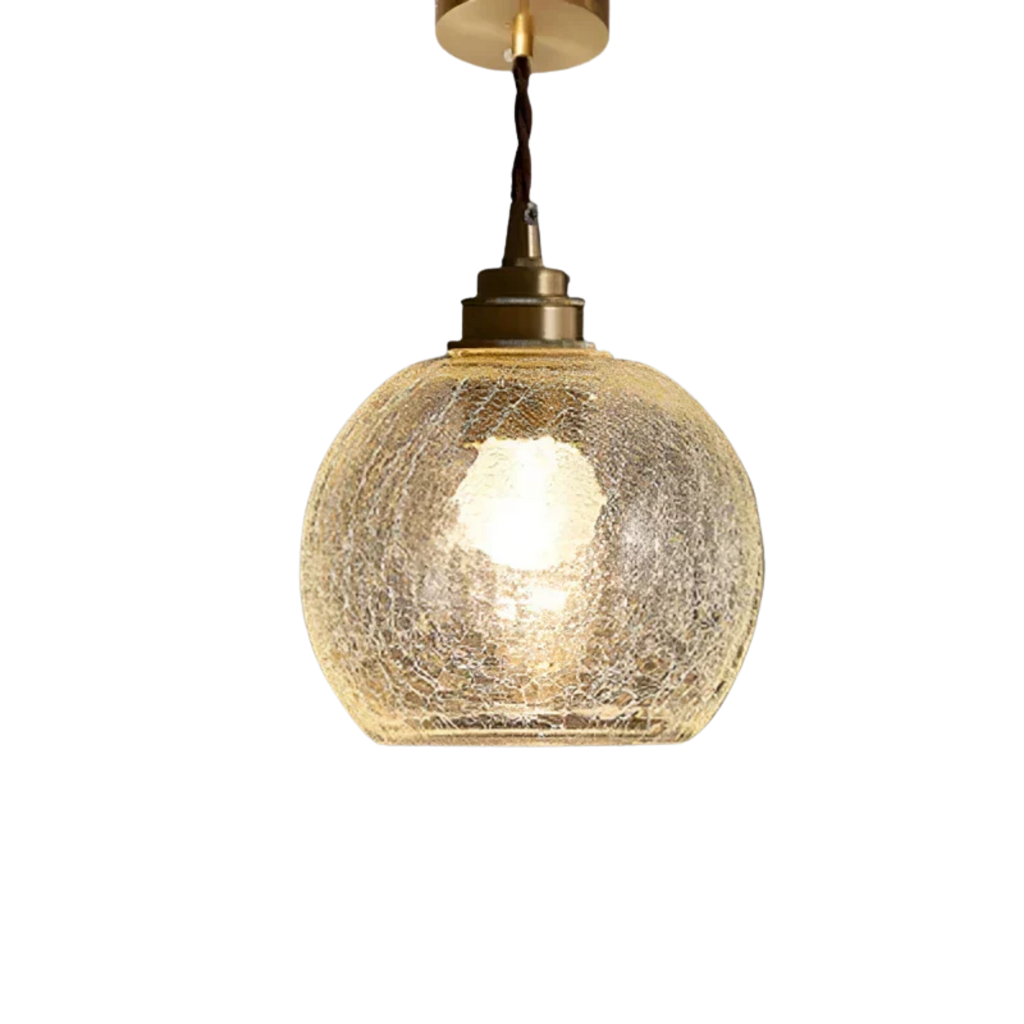 Vintage Ribbed Clear Glass Pendant Light with Brass Tone Fitting | Ormexis