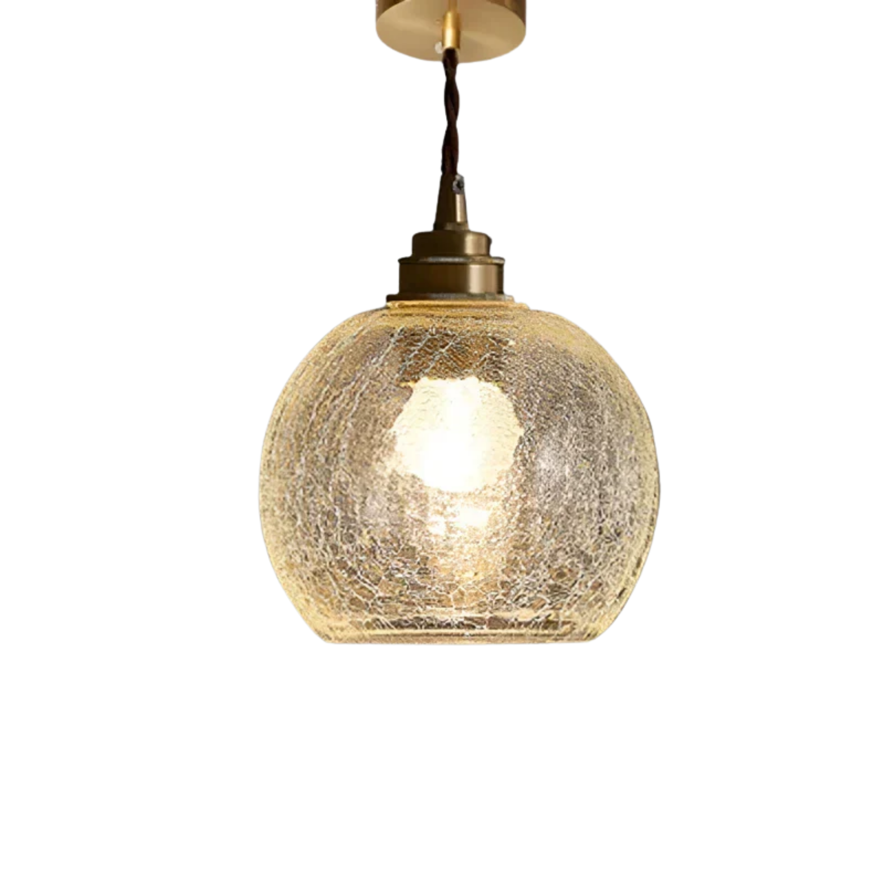 Vintage Ribbed Clear Glass Pendant Light with Brass Tone Fitting | Ormexis