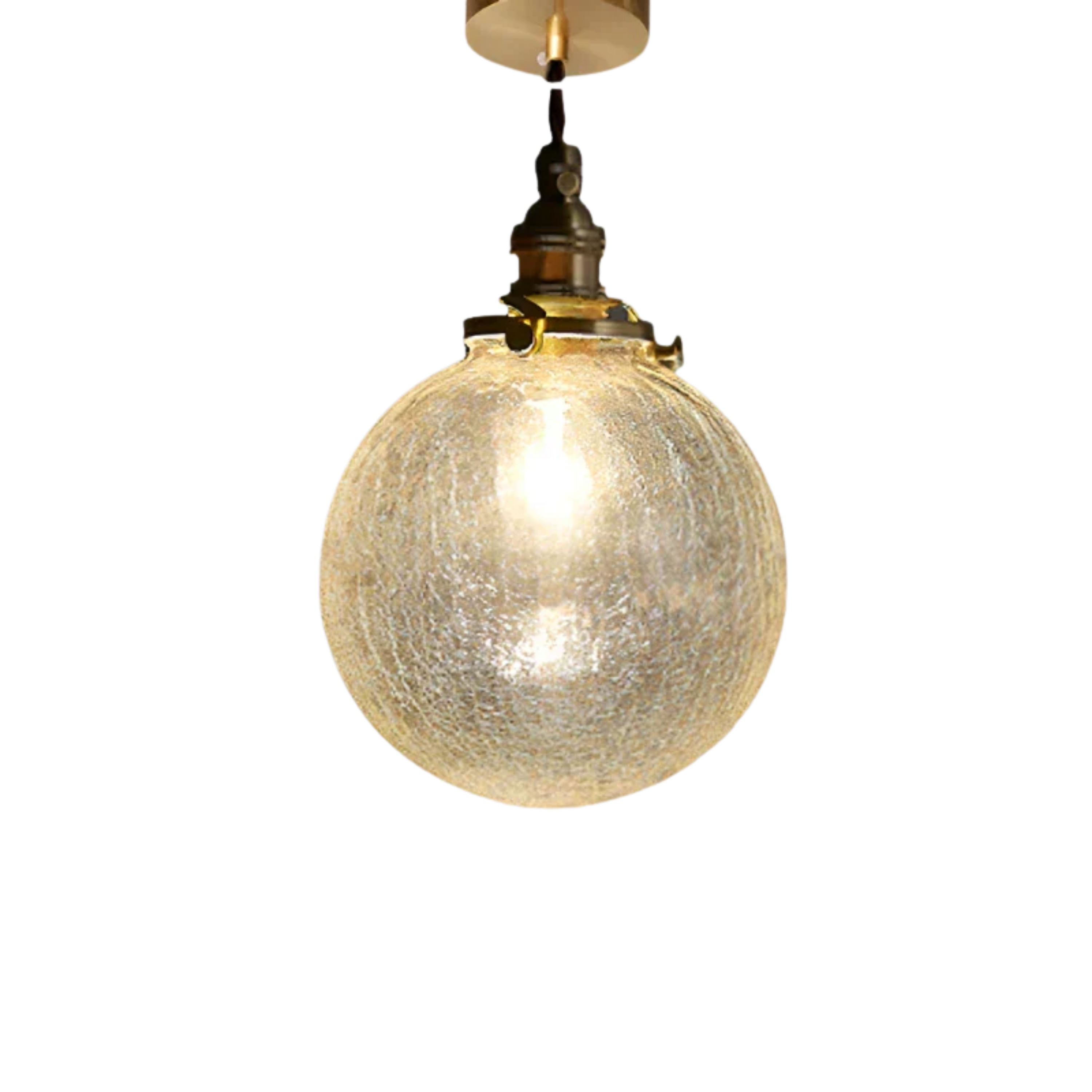 Vintage Ribbed Clear Glass Pendant Light with Brass Tone Fitting | Ormexis