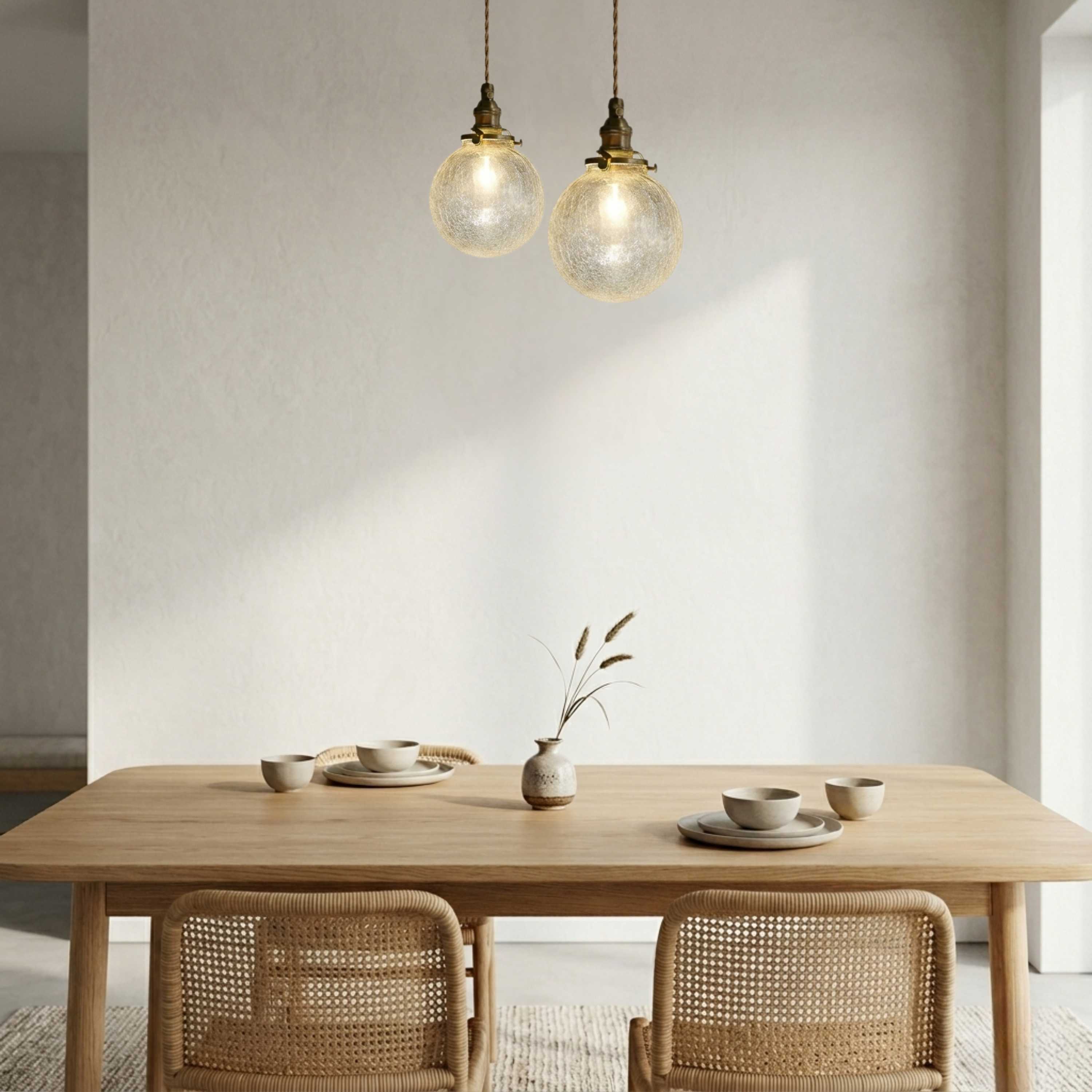 Vintage Ribbed Clear Glass Pendant Light with Brass Tone Fitting | Ormexis