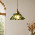 Vintage-LED-Pendelleuchte aus geriffeltem Blütenglas | Ormexis