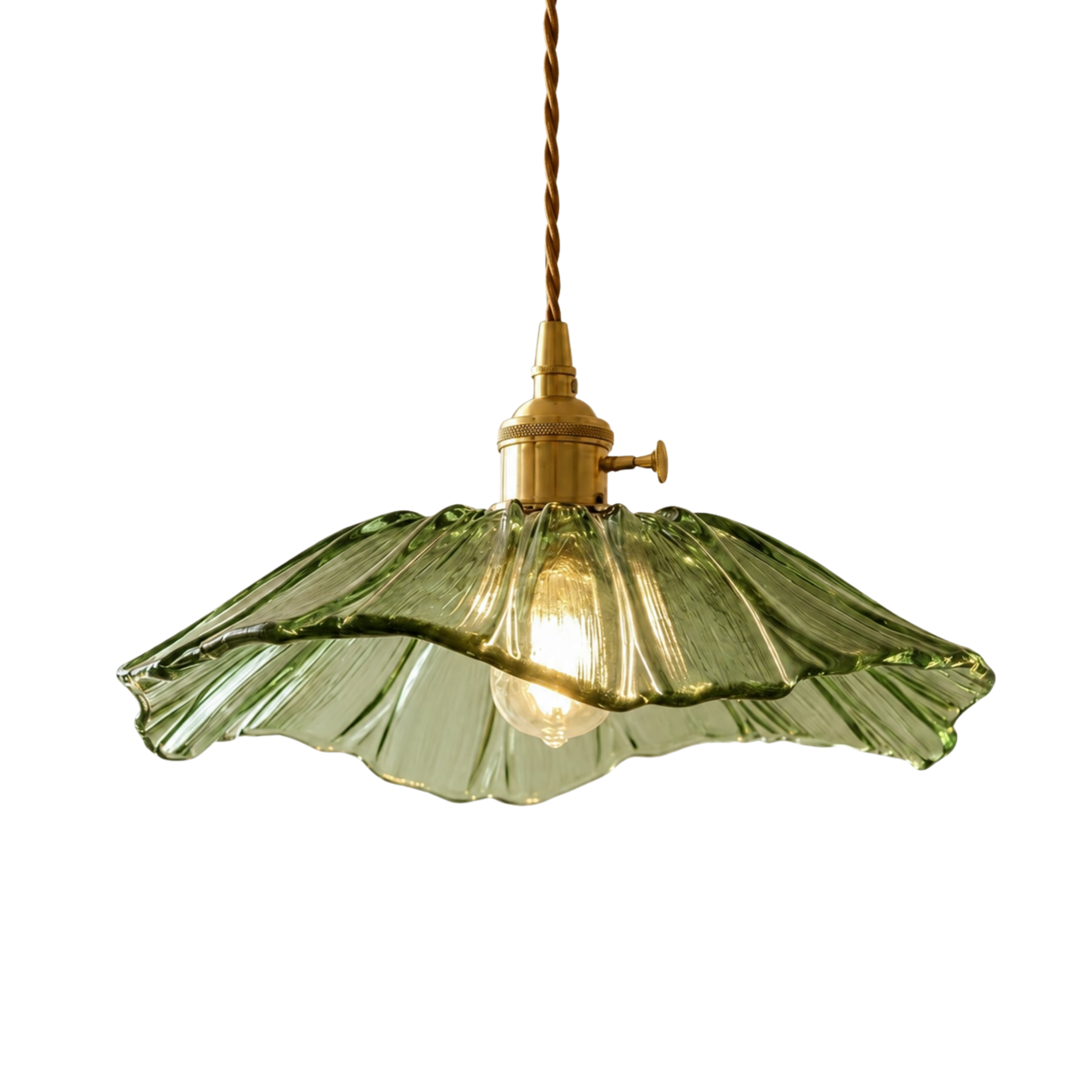 Vintage-LED-Pendelleuchte aus geriffeltem Blütenglas | Ormexis