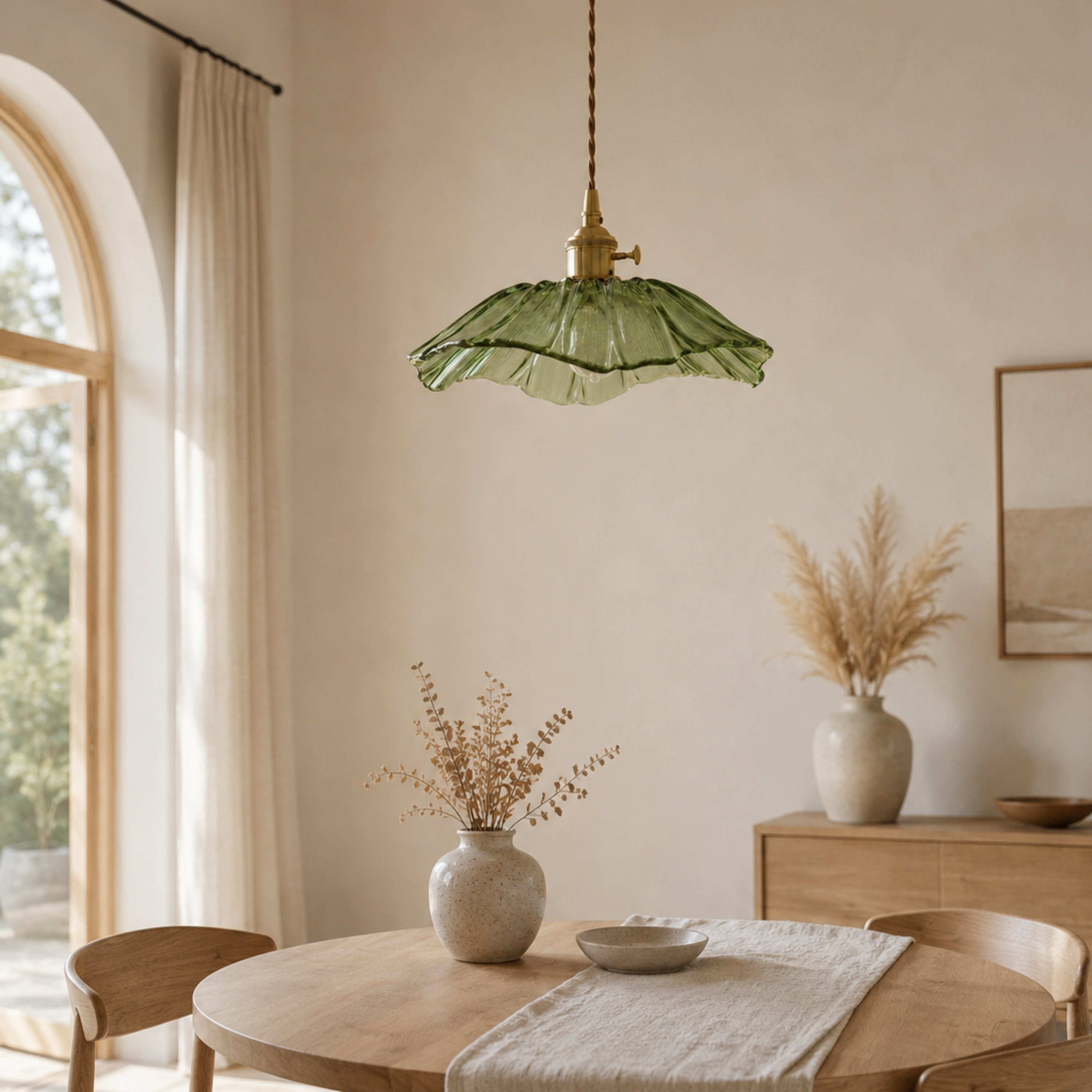 Vintage-LED-Pendelleuchte aus geriffeltem Blütenglas | Ormexis