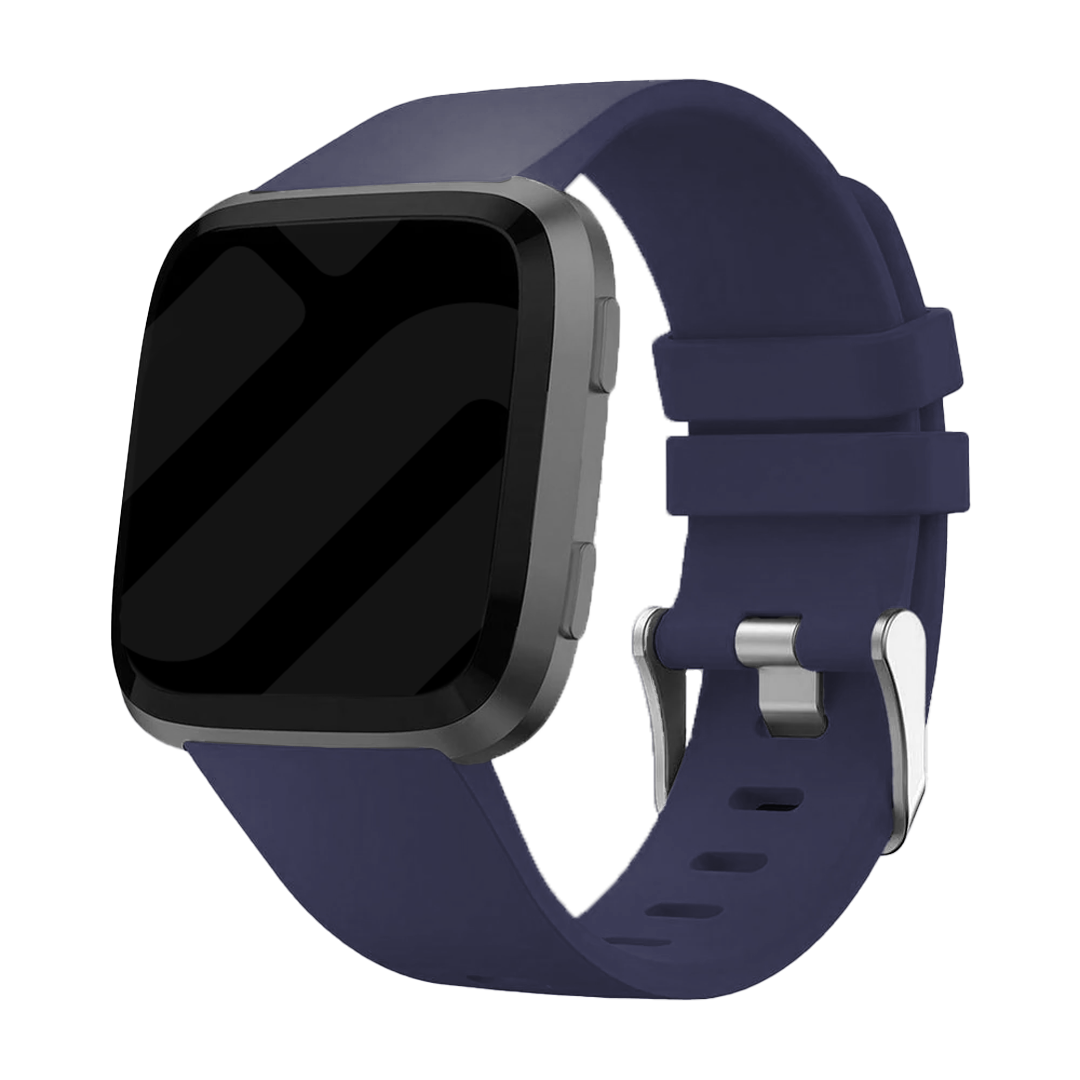 Dark Blue Silicone Band With Buckle For Fitbit Versa And Versa 2