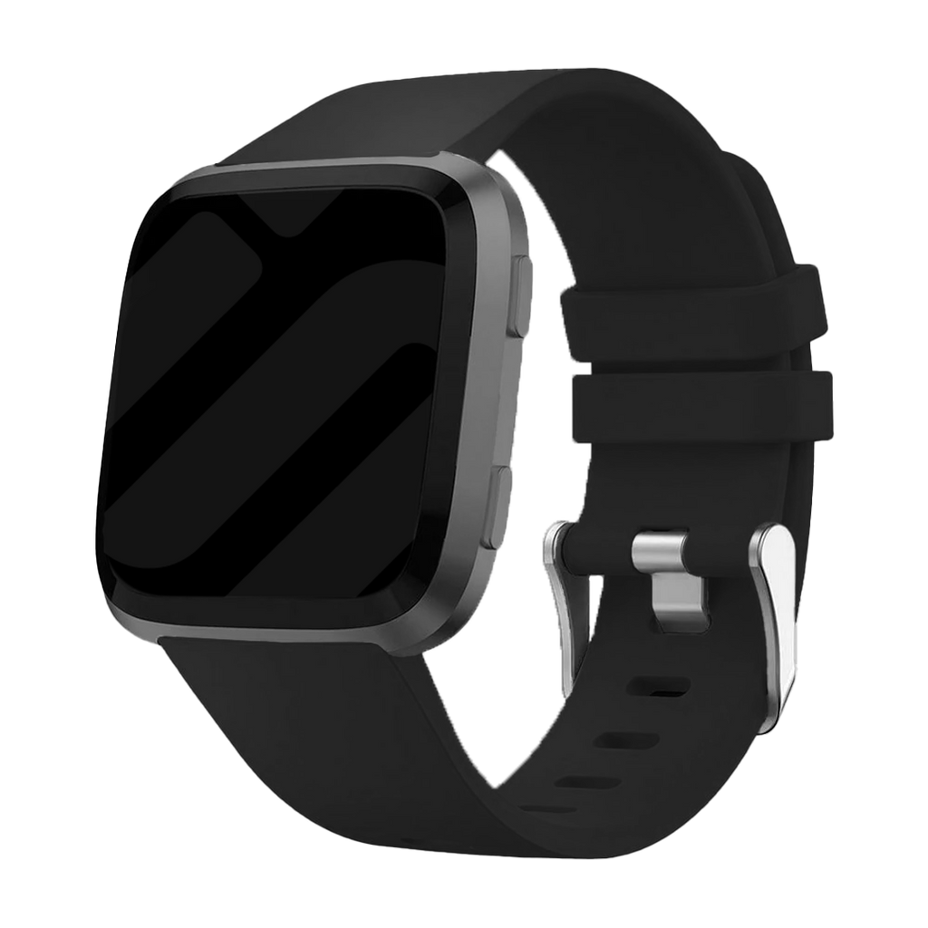 Fitbit VersaおよびVersa 2用ブラックシリコンリストストラップ