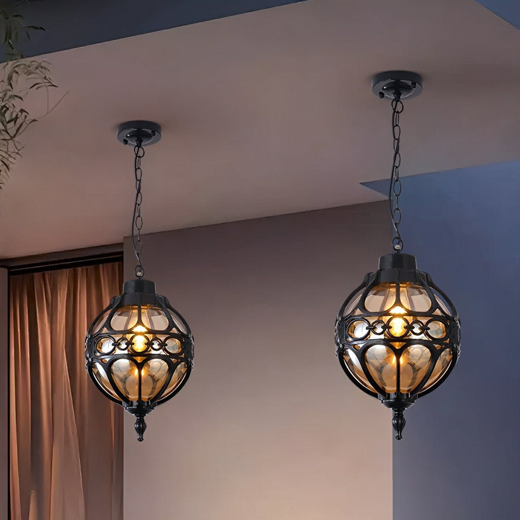 Modern skulpturell utomhuspendellampa i glas | Ormexis