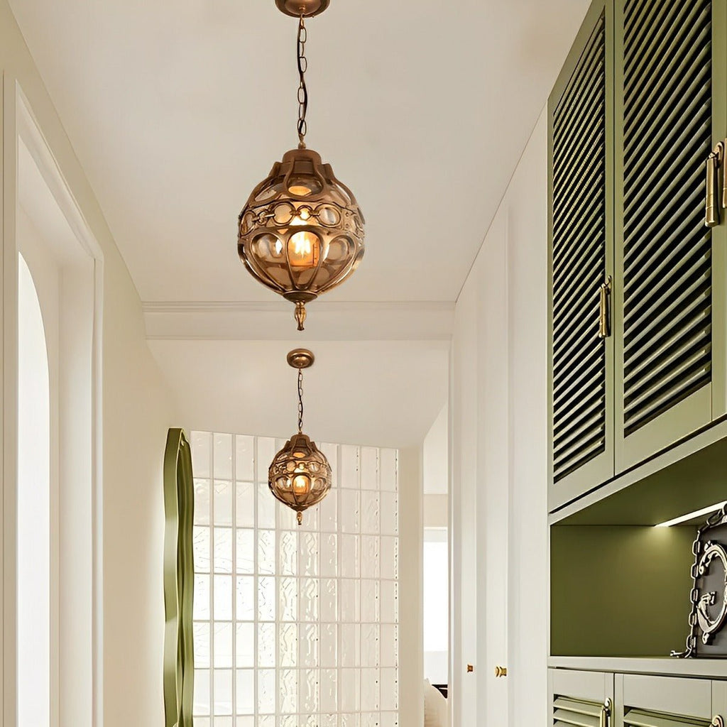 Modern skulpturell utomhuspendellampa i glas | Ormexis