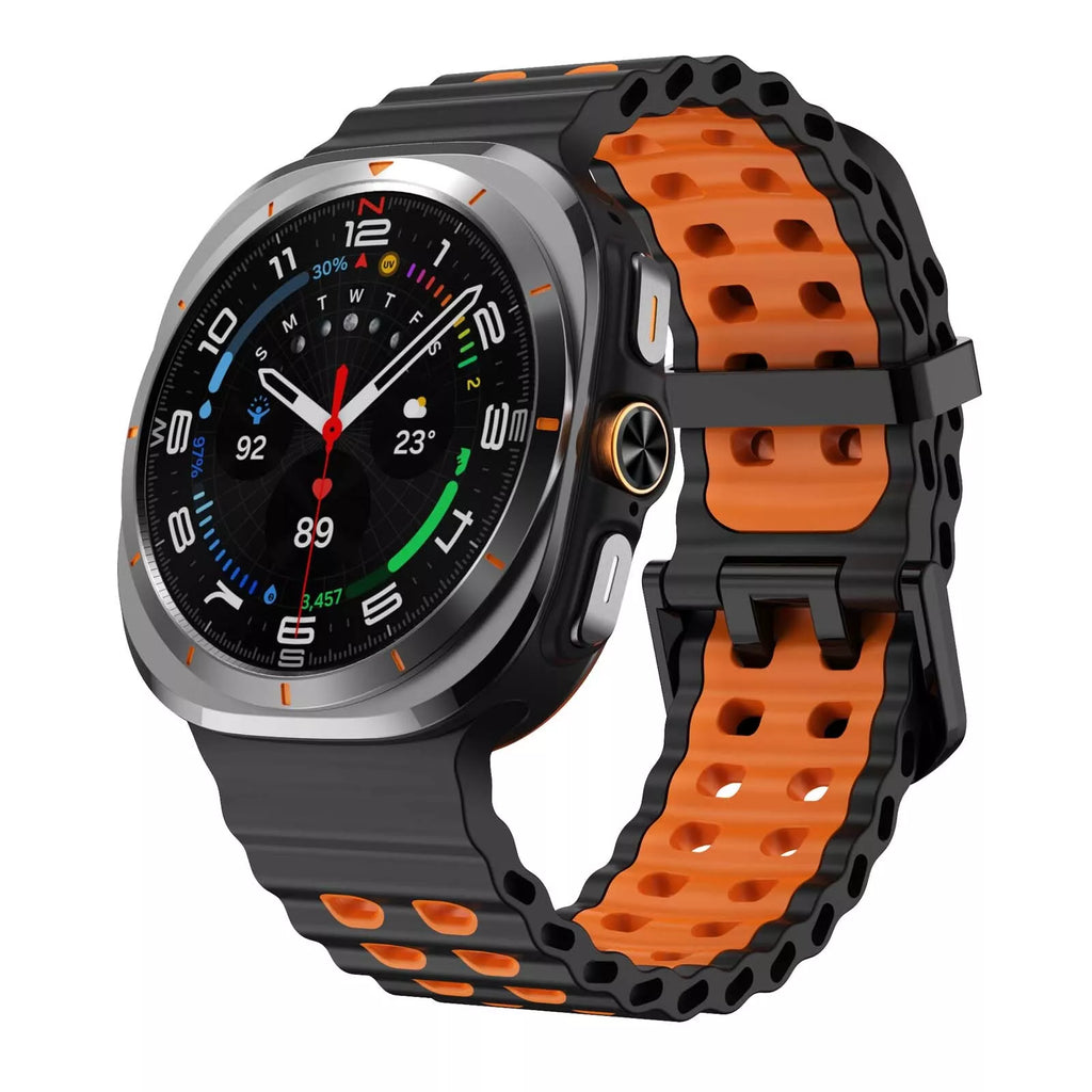 Samsung Galaxy Watch Ultra Curea din silicon Wave portocaliu și negru