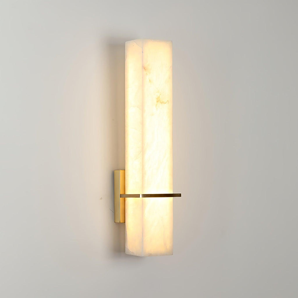 Weiße Alabaster-Wandleuchte aus Metall, moderner quaderförmiger Wandstrahler | Ormexis