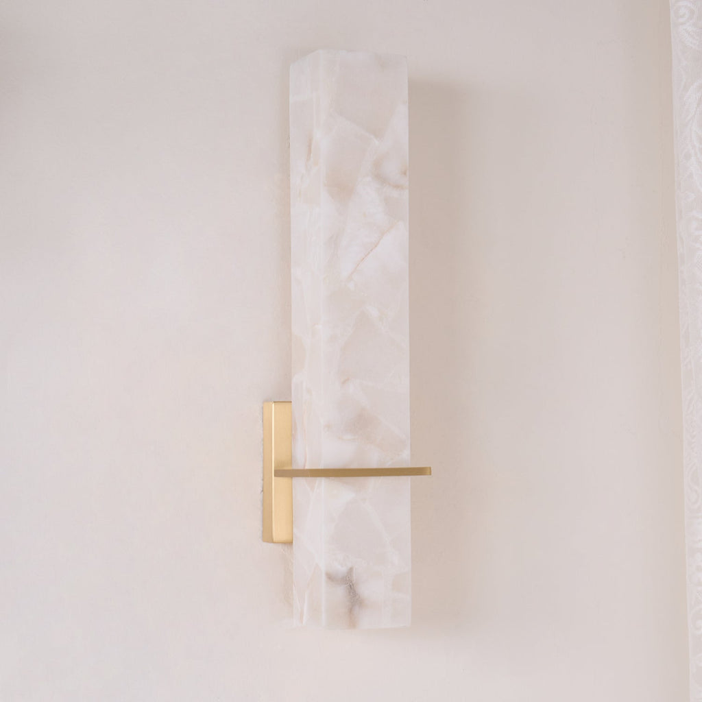 Weiße Alabaster-Wandleuchte aus Metall, moderner quaderförmiger Wandstrahler | Ormexis
