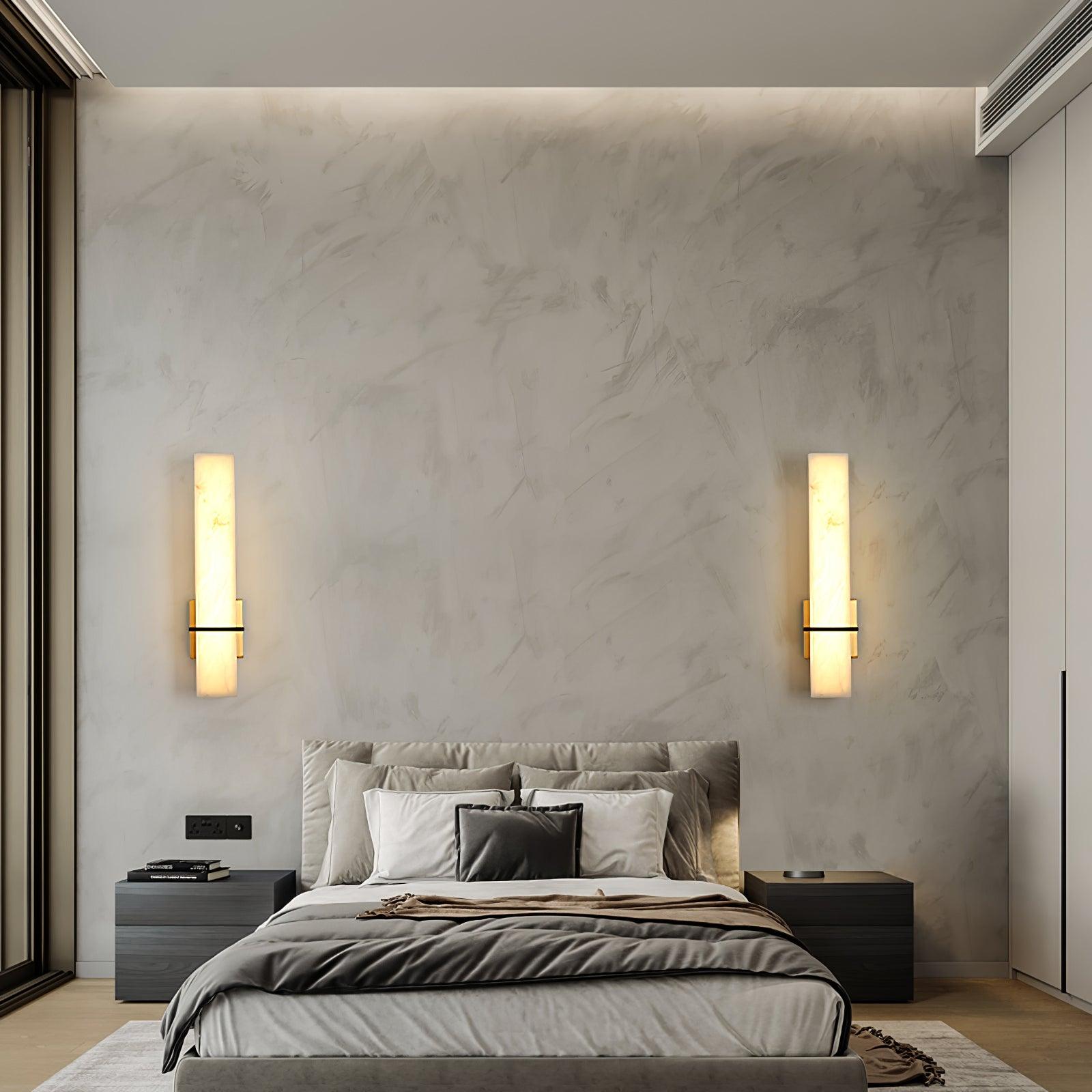 Weiße Alabaster-Wandleuchte aus Metall, moderner quaderförmiger Wandstrahler | Ormexis