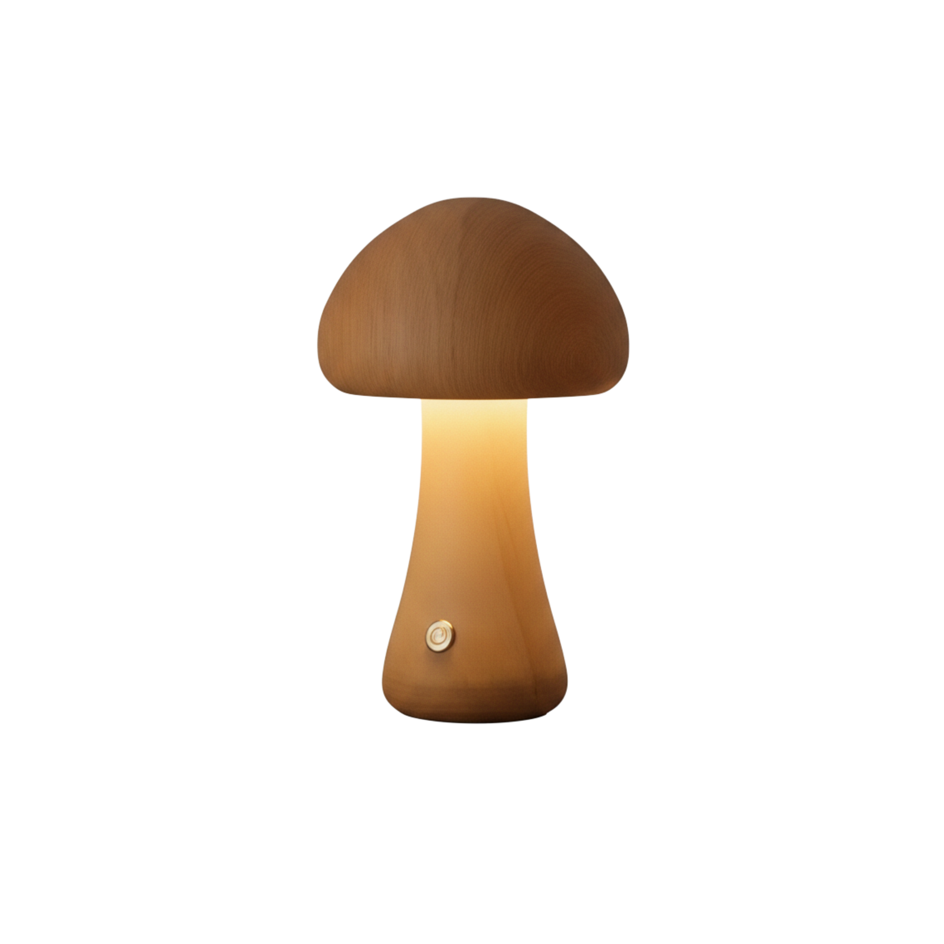 Dřevěná stolní lampa ve tvaru houby, dobíjecí bezdrátová LED lampa k posteli | Ormexis