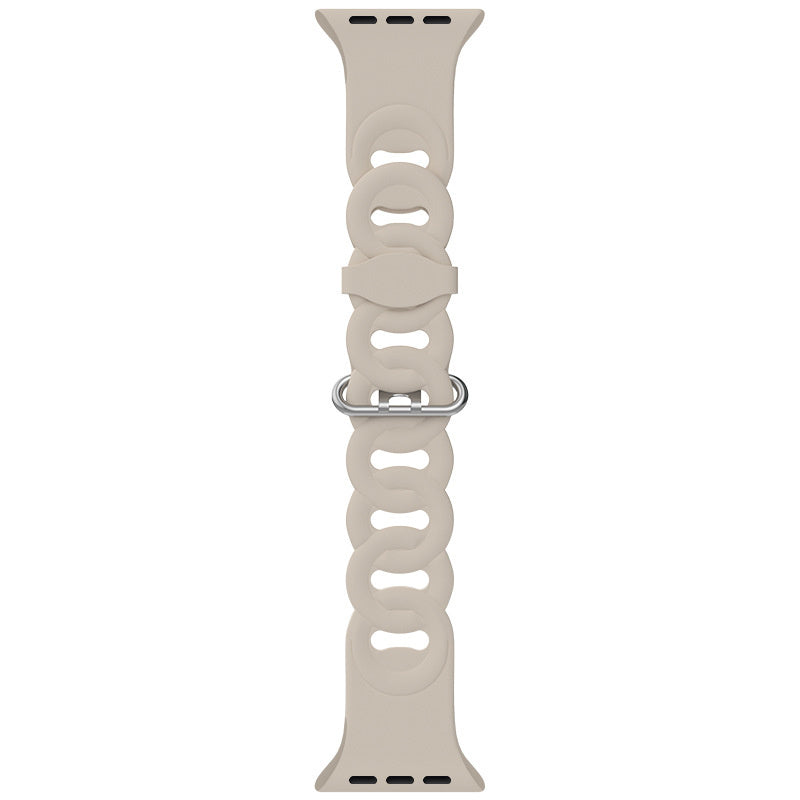 Apple Watch Beige Silicone Strap With Chain Link Band