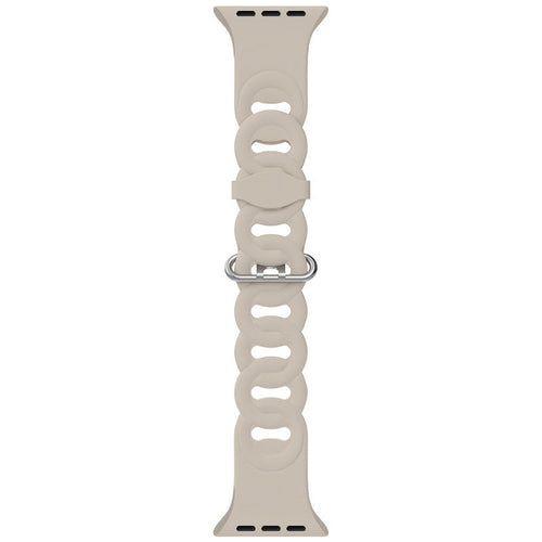 Cinturino Apple Watch in silicone beige con cinturino a maglie intrecciate
